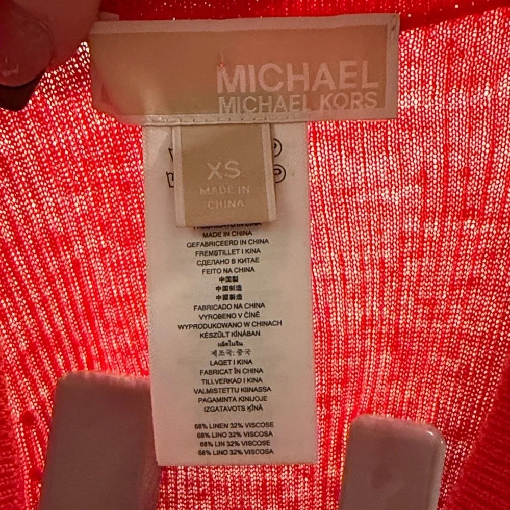 Michael Kors Vibrant Orange Red sleeveless blouse